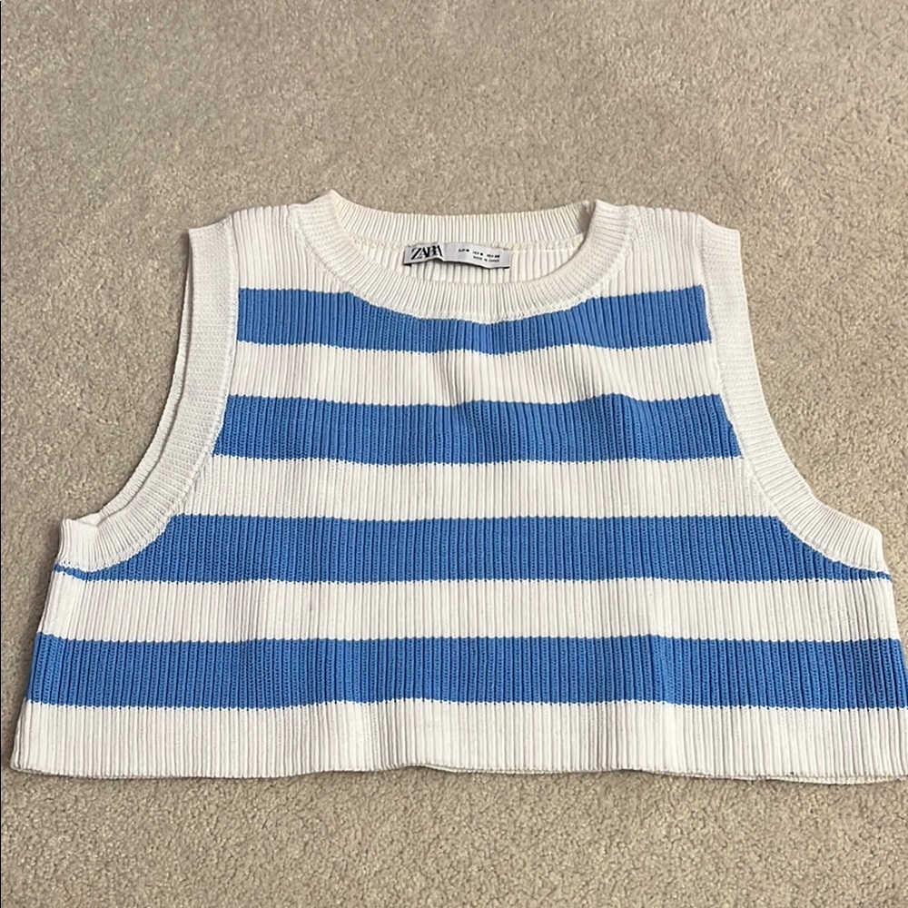 Zara Striped Blue and White flattering top